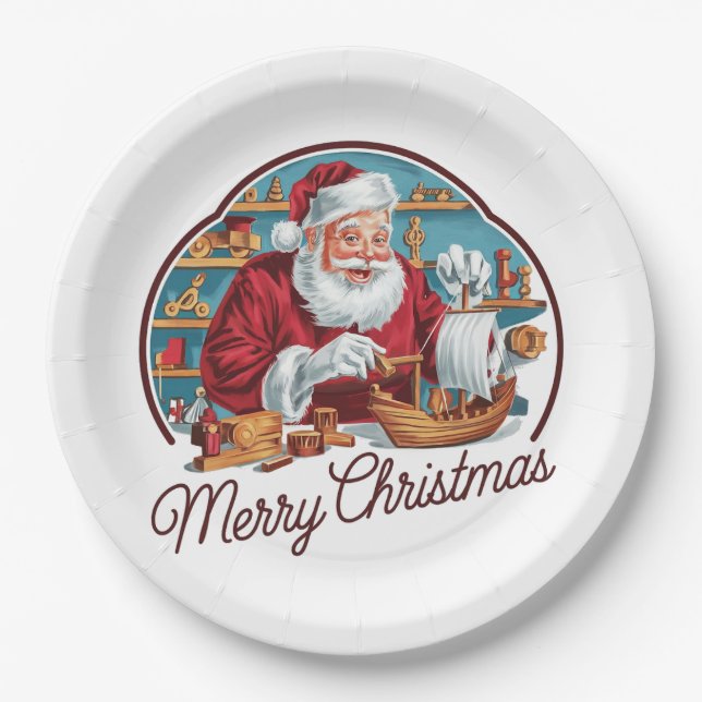 Vintage Santa Claus Paper Plate (Front)