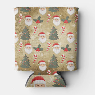 Vintage Santa Claus Pattern Can Cooler