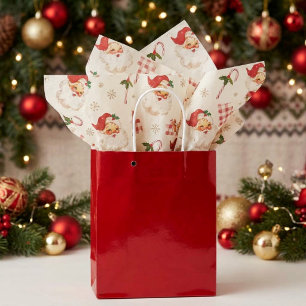 Vintage Santa Claus Pattern Decoupage Tissue Paper