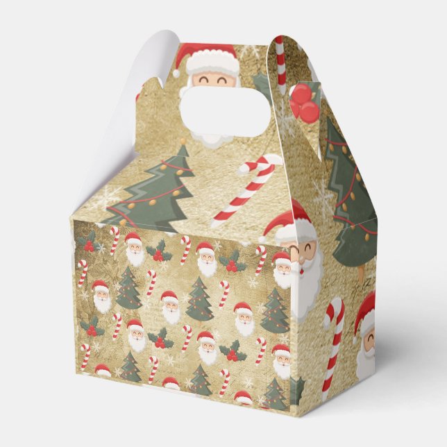 Vintage Santa Claus Pattern Favour Box (Front Side)