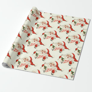 Vintage Santa Claus Pattern Merry Christmas Wrapping Paper
