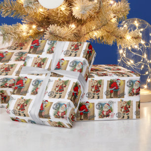 Vintage Santa Claus Pattern Wrapping Paper