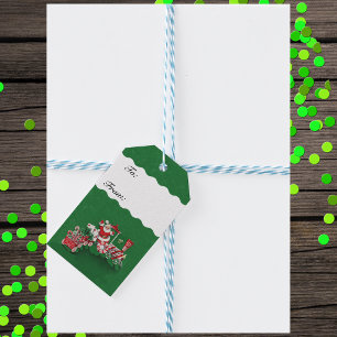 Vintage Santa Claus Peppermint Candy Train Gift Tags