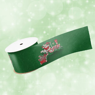 Vintage Santa Claus Peppermint Candy Train Satin Ribbon