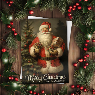 Vintage Santa Claus Personalised Christmas Holiday Card