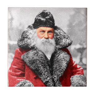 Vintage Santa Claus Photo / Painting Tile