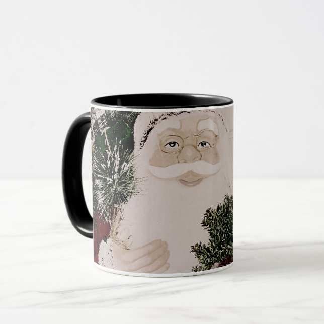 Vintage Santa Claus Portrait Christmas Holiday Mug (Front Left)