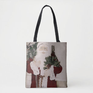 Vintage Santa Claus Portrait Christmas Holiday Tote Bag