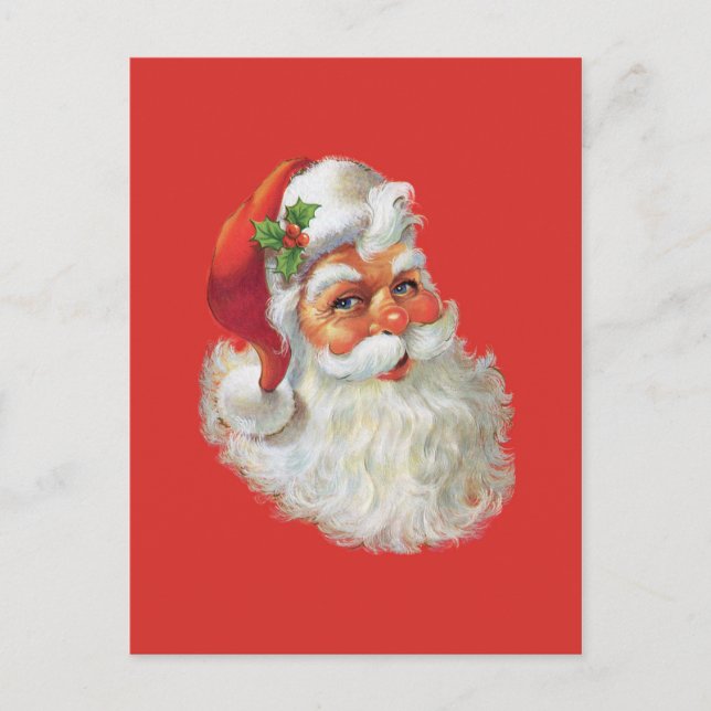 vintage santa claus portrait holiday postcard (Front)