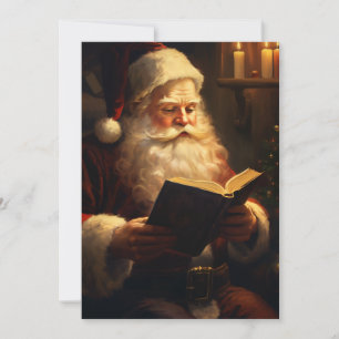 Vintage Santa Claus Reading Holiday Card