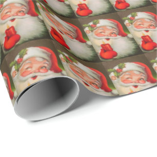 Vintage Santa Claus Red Candle  Wrapping Paper