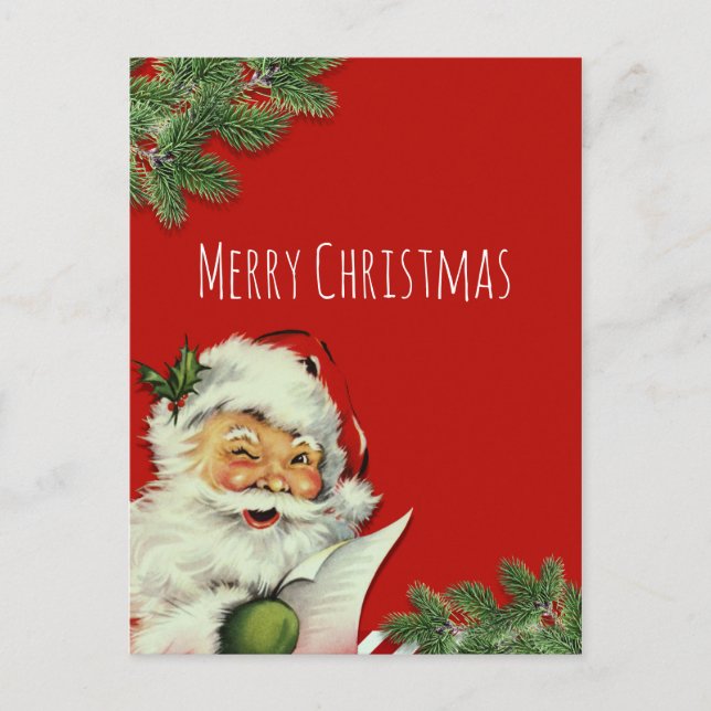 Vintage Santa Claus Red Christmas Greeting Holiday Postcard (Front)