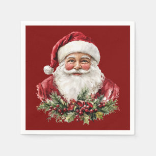 Vintage Santa Claus Red Christmas Napkin