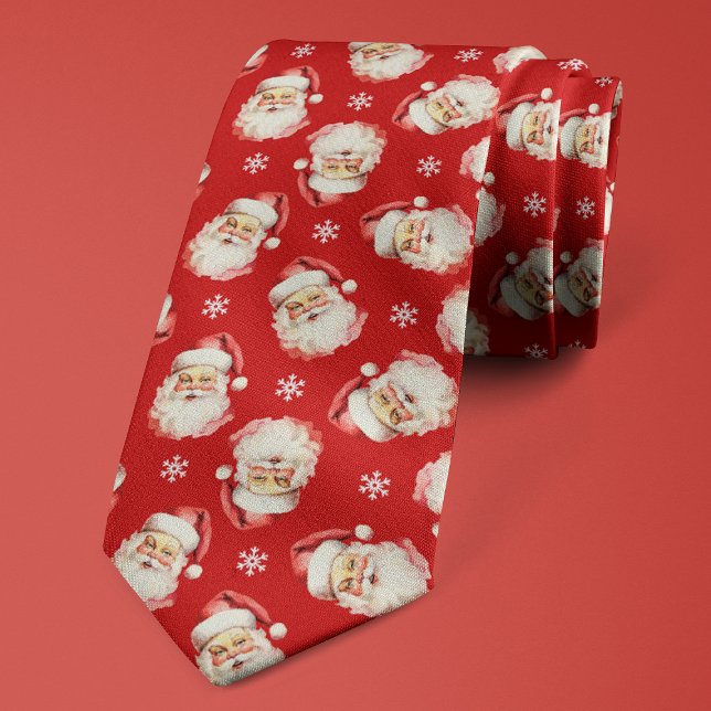 Vintage Santa Claus Red Christmas Snowflake Tie (Creator Uploaded)