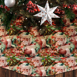 Vintage Santa Claus Red Christmas Tree Skirt