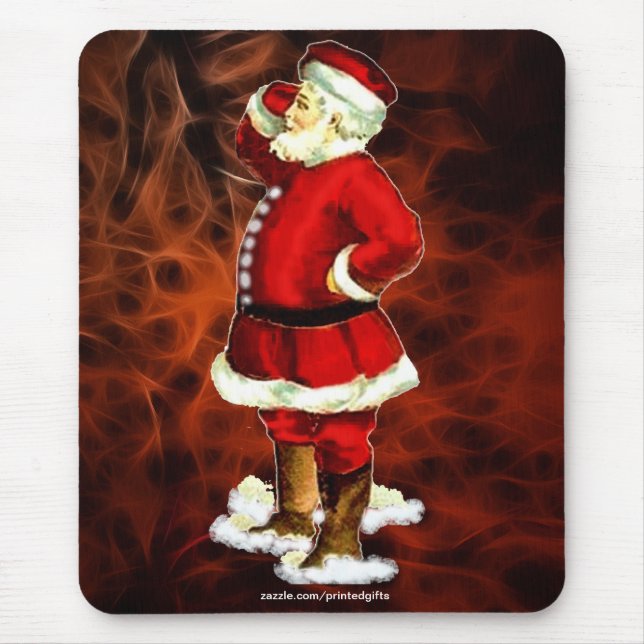 Vintage Santa Claus & Red Fractal Xmas Mousepad 2 (Front)