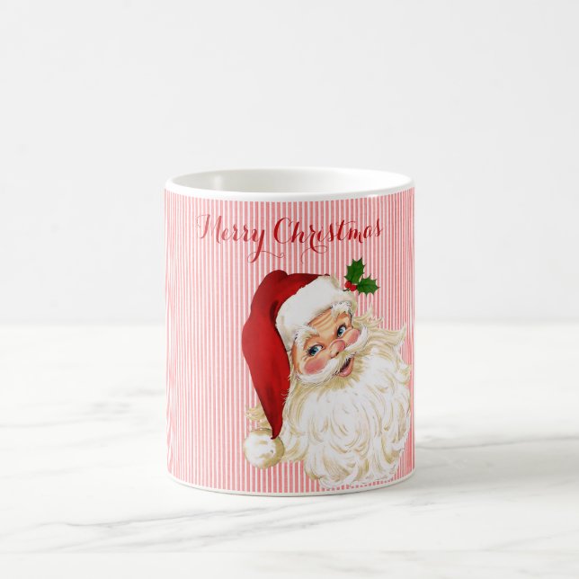 Vintage Santa Claus Red Stripe Coffee Mug (Center)