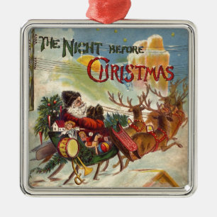 Vintage Santa Claus Reindeer Sleigh ornaments