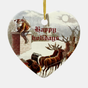 Vintage Santa Claus Reindeer Sleigh ornaments