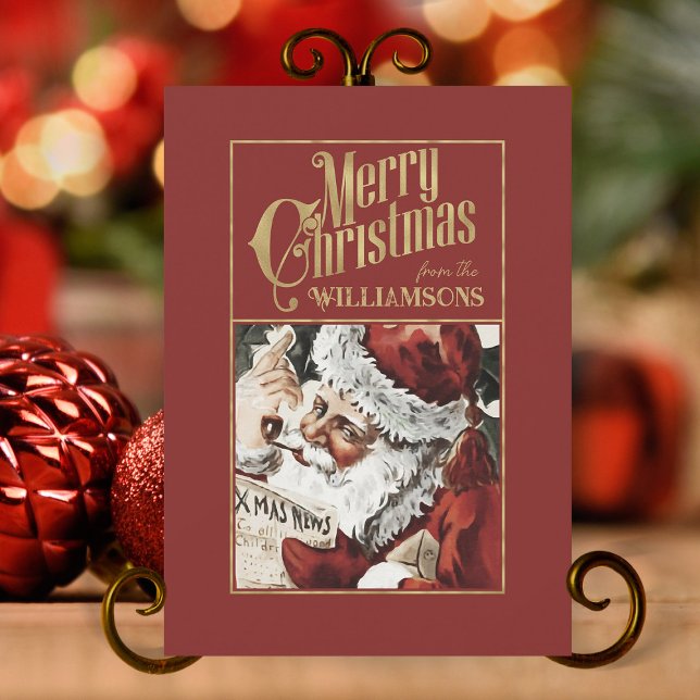 Vintage Santa Claus Retro Christmas Card (vintage santa claus christmas cards,vintage santa claus,retro christmas cards,vintage christmas card)