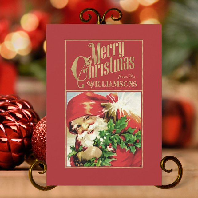 Vintage Santa Claus Retro Christmas Card (vintage santa claus christmas cards,vintage santa claus,retro christmas cards,vintage christmas card)