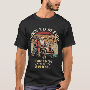 Vintage Santa Claus Ride Classic Tractor To School T-Shirt