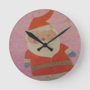 Vintage Santa Claus Round Clock