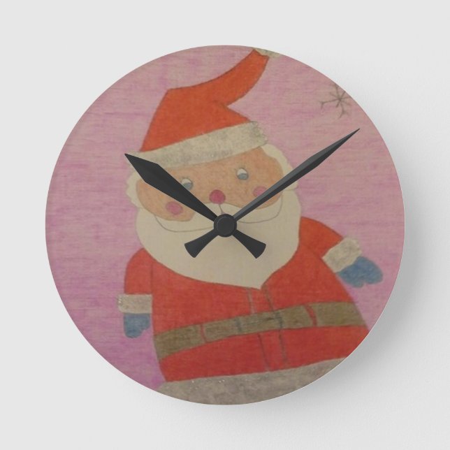 Vintage Santa Claus Round Clock (Front)
