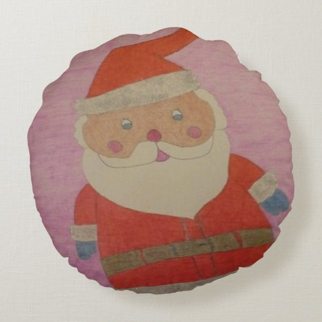 Vintage Santa Claus Round Cushion (Back)