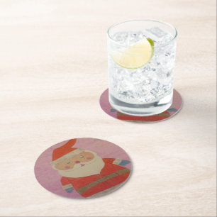 Vintage Santa Claus Round Paper Coaster