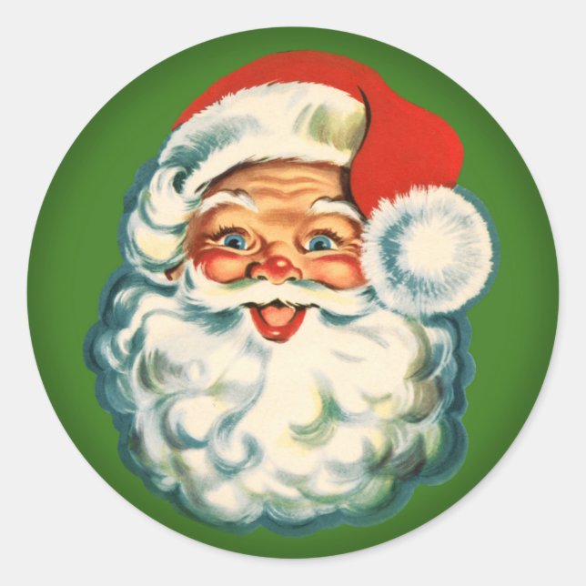 Vintage Santa Claus Round Sticker (Front)