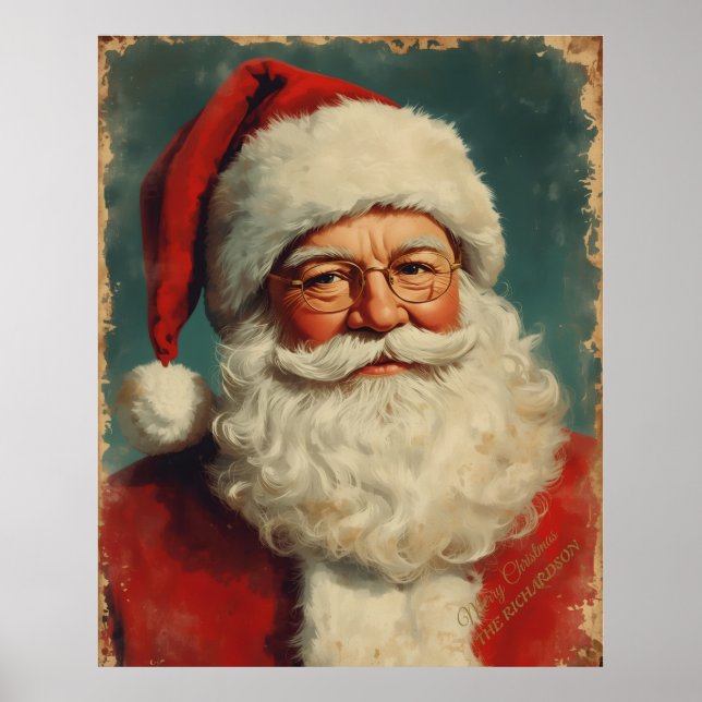 Vintage Santa Claus | Rustic Victorian Christmas Poster (Front)