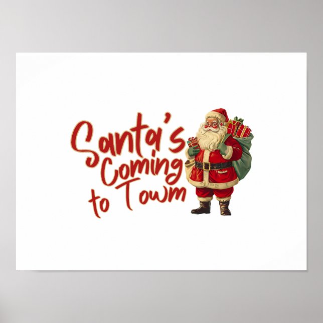 Vintage Santa Claus: Santa's Coming to Town Poster (Front)