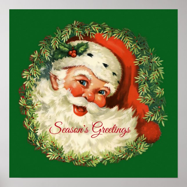 Vintage Santa Claus Season's Greetings Poster (Front)