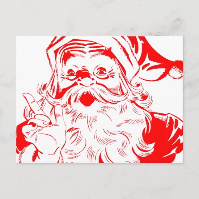 Vintage Santa Claus Sketch Holiday Postcard (Front)