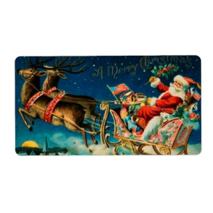 Vintage Santa Claus Sleigh Christmas Holiday
