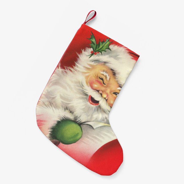 Vintage Santa Claus Small Christmas Stocking (Front (Hanging))