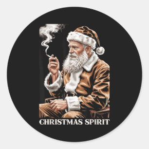 Vintage Santa Claus Smoking Cigarette Funny Christ Classic Round Sticker