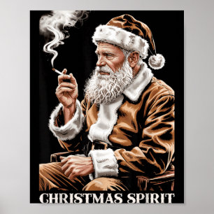 Vintage Santa Claus Smoking Cigarette Funny Christ Poster
