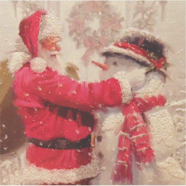 Vintage Santa Claus Snowman Christmas (Front)