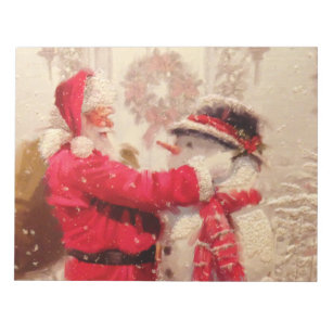 Vintage Santa Claus Snowman Christmas Festive Notepad