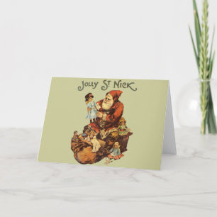Vintage Santa Claus St. Nickn Art Print Holiday Card