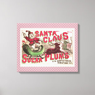 Vintage Santa Claus Sugar Plums Ad Antique Candy Canvas Print