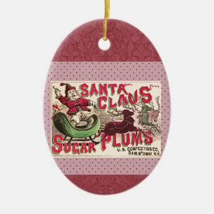 Vintage Santa Claus Sugar Plums Ad Antique Candy Ceramic Tree Decoration