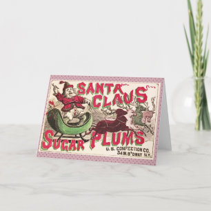 Vintage Santa Claus Sugar Plums Ad Antique Candy Holiday Card