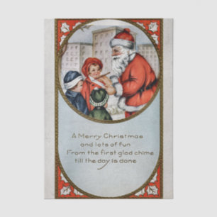 Vintage Santa Claus Surrounded by Children Tissue Paper