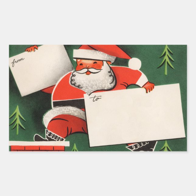 Vintage Santa Claus To/From Stickers (Front)