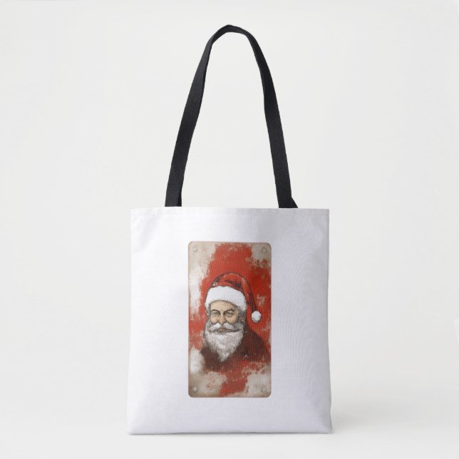 Vintage Santa Claus Tole Art Canvas Tote Bag (Front)