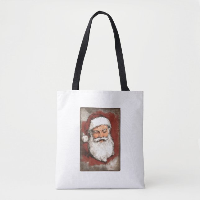 Vintage Santa Claus Tole Art Canvas Tote Bag (Front)