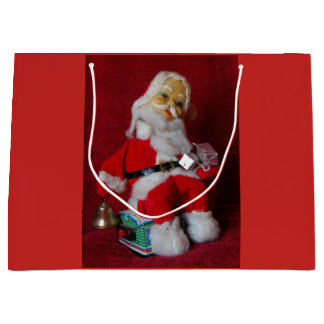 Vintage Santa Claus Toy Large Gift Bag